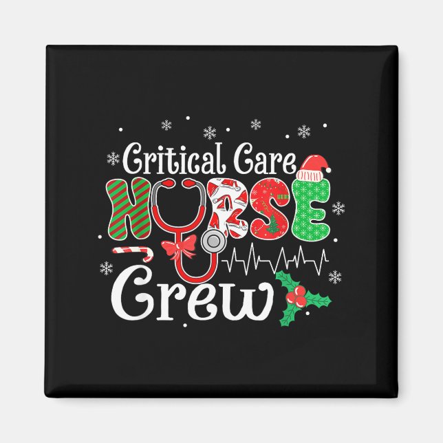 Critical Care Nurse Crew Stethoscope Santa Hat Chr Magnet (Front)