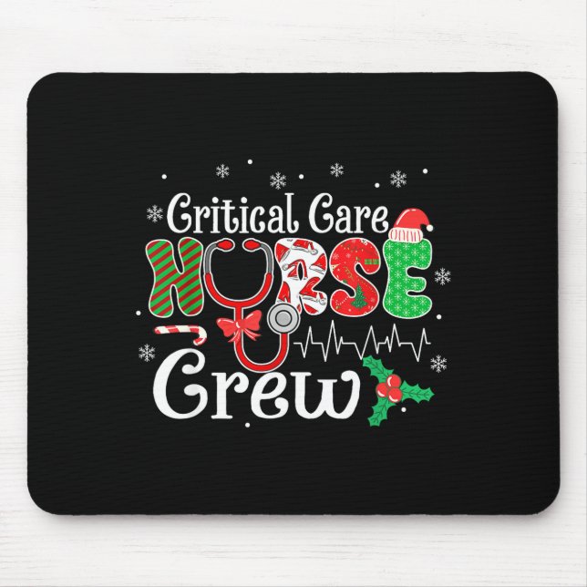 Critical Care Nurse Crew Stethoscope Santa Hat Chr Mouse Mat (Front)