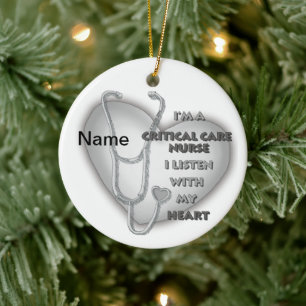 Critical Care Nurse Grey Heart Ceramic Tree Decoration
