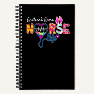 Critical Care Nurse Plaid Love Stethoscope Bunny N Notebook