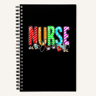 Critical Care Nurse Plaid Red Love Heart Stethosco Notebook