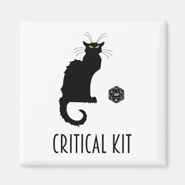 Critical Kit Funny Cat D20 RPG Tabletop Gaming Magnet (Front)