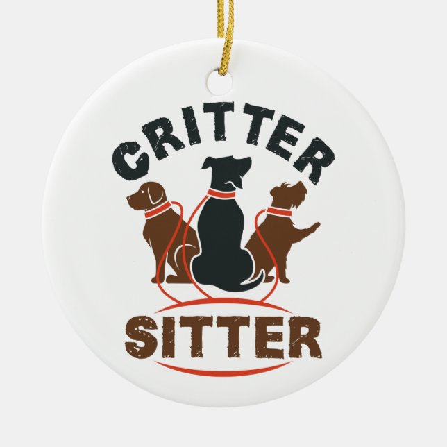 Critter Sitter Cute Pet Sitter Ceramic Tree Decoration (Front)