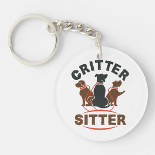 Critter Sitter Cute Pet Sitter Key Ring