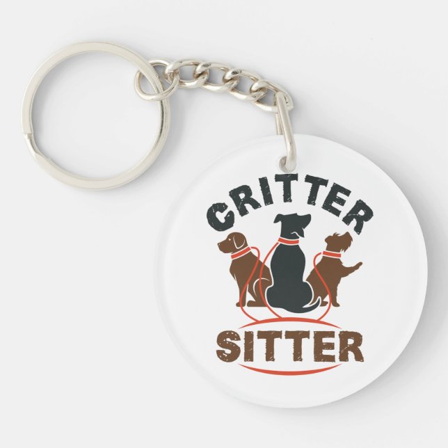 Critter Sitter Cute Pet Sitter Key Ring (Front)