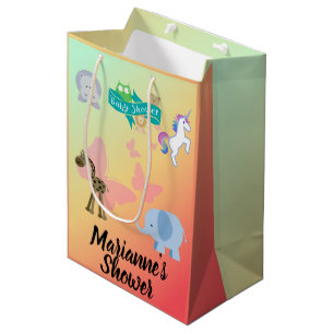 Critters and Butterflies Baby Shower Medium Gift Bag