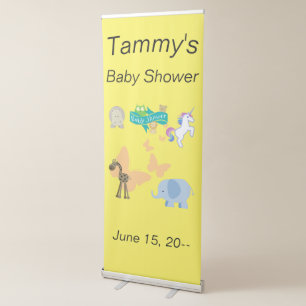 Critters and Butterflies Baby Shower Retractable B Banner