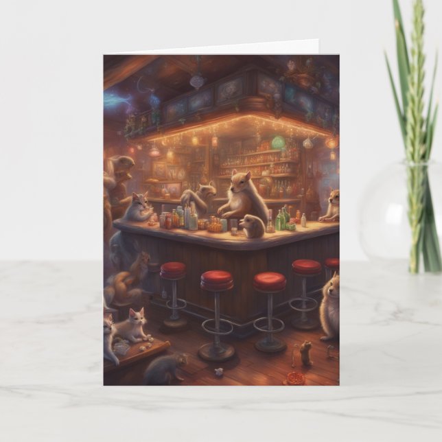 Critters Christmas party at the bar customer Card (Front)