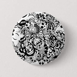 Critters in chaos doodle 6 cm round badge