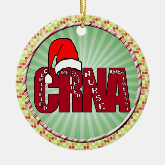 CRNA Certified Registered Nurse Anaesthetist SANTA Ceramic Tree Decoration (Front)