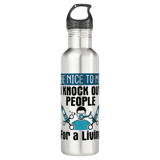 CRNA Knock Out People Nurse Anaesthetist 710 Ml Water Bottle (Front)