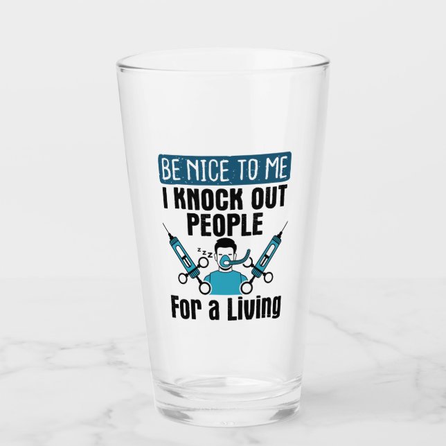 CRNA Knock Out People Nurse Anaesthetist Glass (Front)