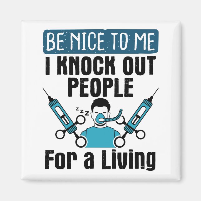 CRNA Knock Out People Nurse Anaesthetist Magnet (Front)