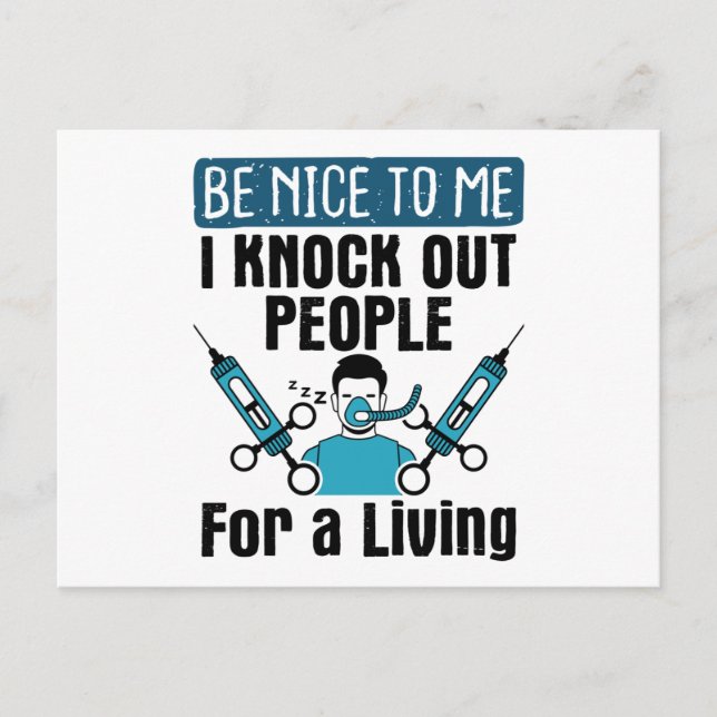 CRNA Knock Out People Nurse Anaesthetist Postcard (Front)
