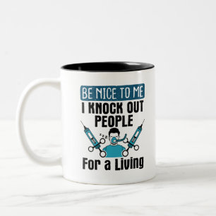 CRNA Knock Out People Nurse Anaesthetist Two-Tone Coffee Mug