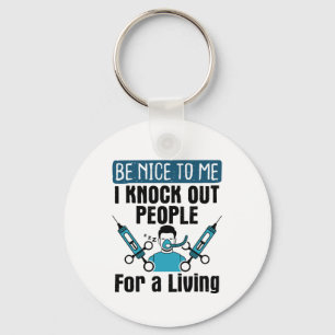 CRNA Knock Out People Nurse Anesthetist Key Ring
