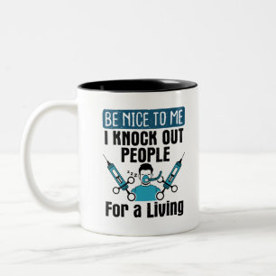 CRNA Knock Out People Nurse Anesthetist Two-Tone Coffee Mug