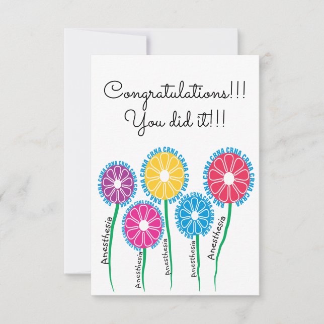 CRNA Nurse Anaesthetist Congratulations  Thank You Card (Front)