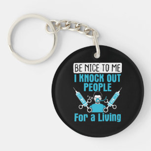 CRNA Nurse Anaesthetist Knock Out People Key Ring