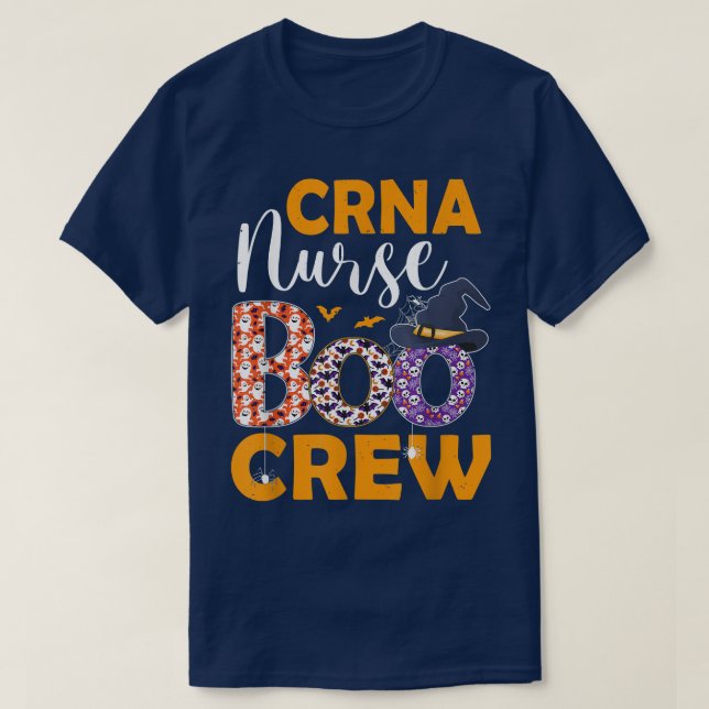 CRNA Nurse Boo Crew Spooky Boo Ghost Halloween Cos T-Shirt (Design Front)
