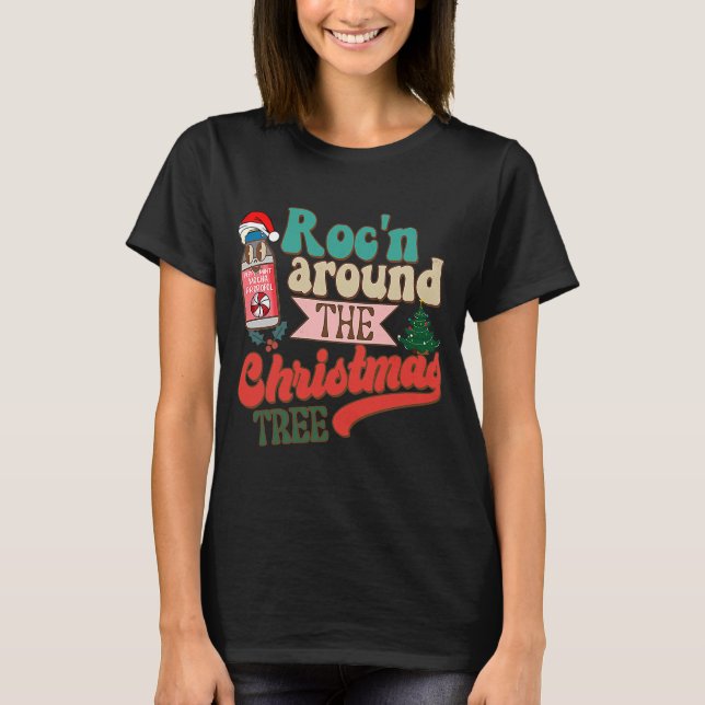 CRNA Nurse Christmas Roc'n Around The Christmas Tr T-Shirt (Front)