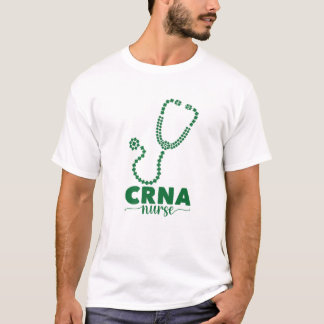 CRNA Nurse Four Leaf Clover Stethoscope St Patrick T-Shirt