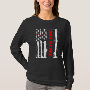 Crna Nurse Nursing Graphic With Usa Flag T-Shirt