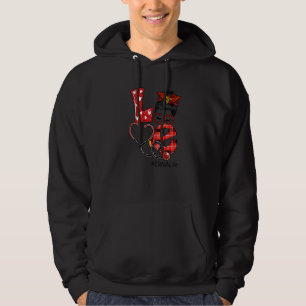 Crna Nurse Plaid Leopard Love Heart Messy Bun Rn N Hoodie