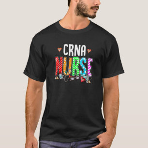 Crna Nurse Plaid Red Love Heart Stethoscope Rn Nur T-Shirt