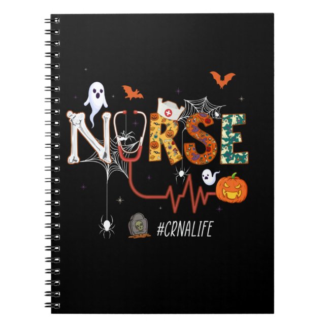 CRNA Nurse Pumpkin Nursing Hallowen Pattern Notebook (Front)