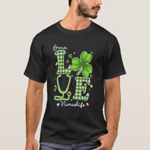Crna Nurse St Patricks Day Love Stethoscope Rn Nu T-Shirt