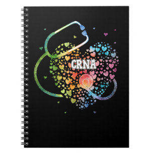 Crna Nurse Watercol Love Heart Stethoscope Scrub R Notebook