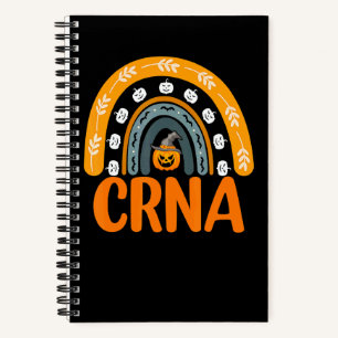 Crna Nurses Nursing Rainbow Pumpkin Halloween Cost Notebook