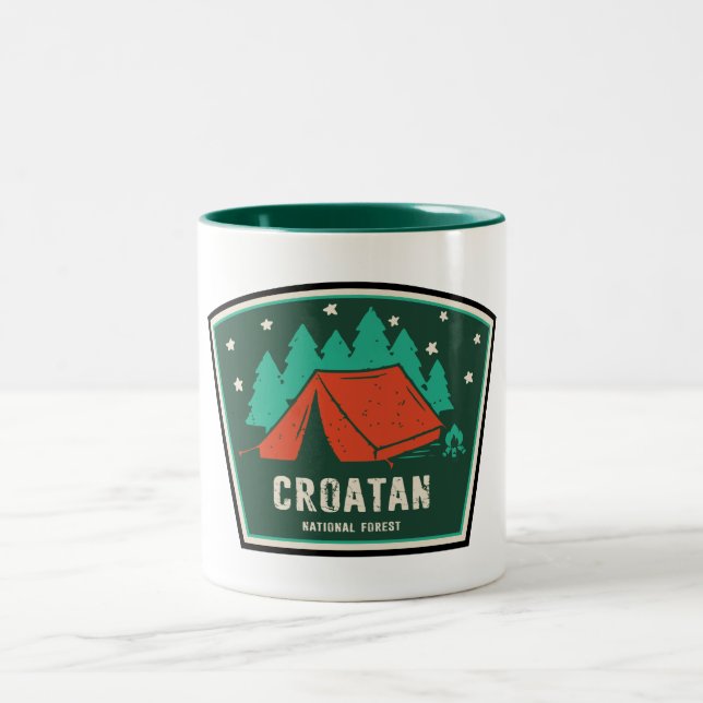 Croatan National Forest Camping Two-Tone Coffee Mug (Center)