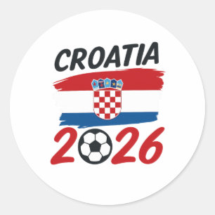 Croatia 2026 Soccer Fan Design Flag Colors Classic Round Sticker