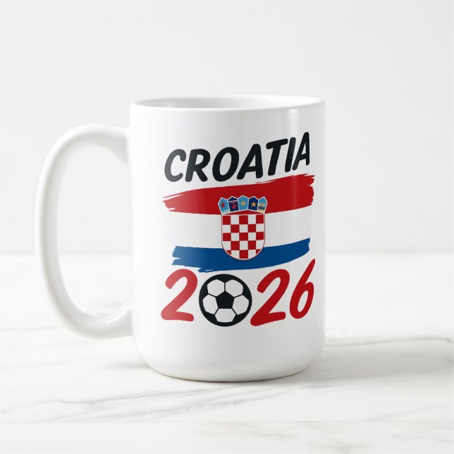 Croatia 2026 Soccer Fan Design Flag Colors Coffee Mug (Left)