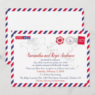 Croatia Air Mail Post Wedding Reception Card