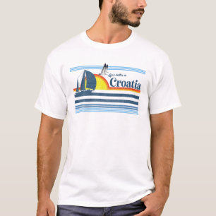 Croatia - Beach Retro 70S 80S Sailing Boat Sunset T-Shirt