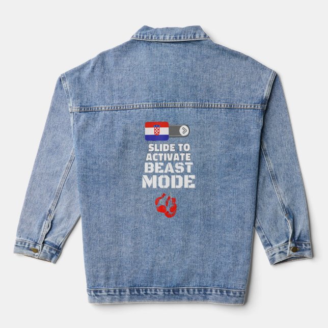 Croatia Boxing Gloves Fighting Men Women Kids  Denim Jacket (Back)