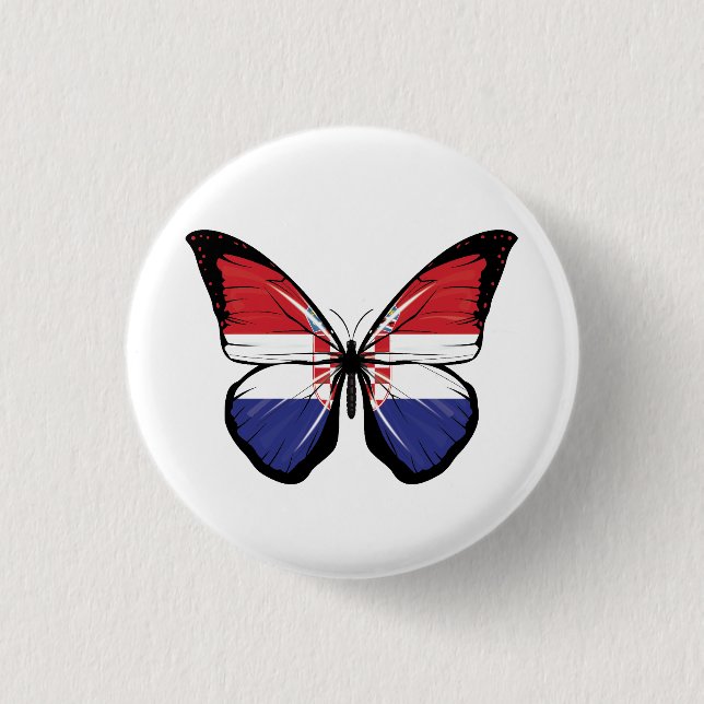 Croatia Butterfly Flag 3 Cm Round Badge (Front)