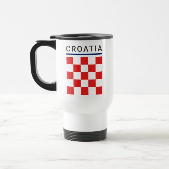 Croatia Checkerboard Travel Mug (Left)