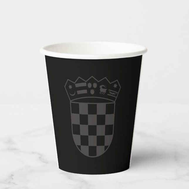 Croatia, Coat of Arms, Black, Dark, Grb Hrvatske Paper Cups (Front)