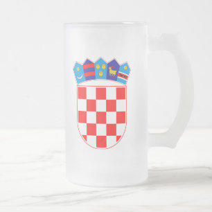 Croatia Coat Of Arms Frosted Glass Beer Mug