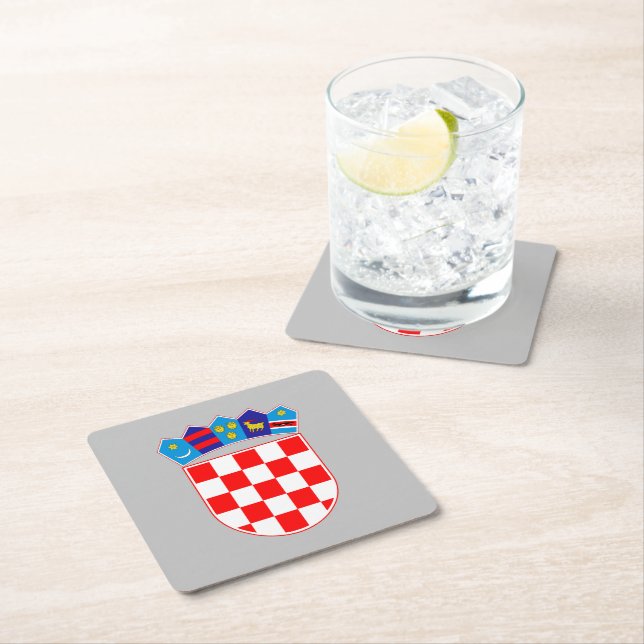 Croatia coat of arms square paper coaster (Insitu)