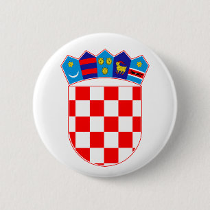 Croatia country coat arms symbol emblem flag 6 cm round badge
