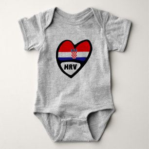 Croatia Country Code Flag Heart Hrvatska HRV Baby Bodysuit