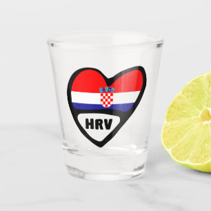 Croatia Country Code Flag Heart Hrvatska Shot Glass