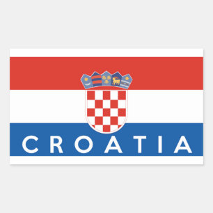 croatia country flag symbol name text rectangular sticker