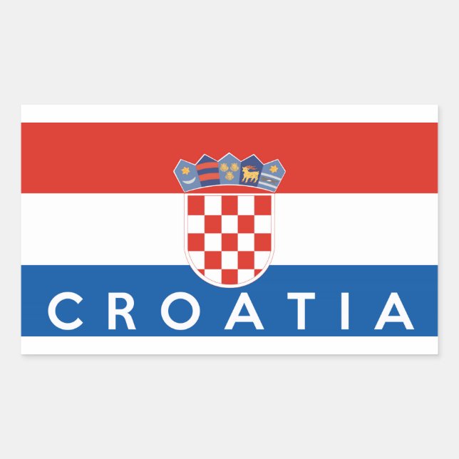 croatia country flag symbol name text rectangular sticker (Front)
