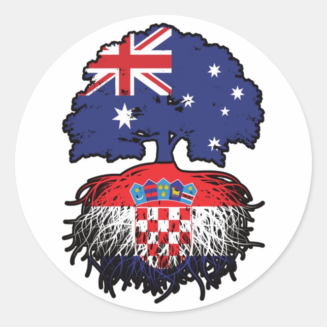 Croatia Croatian Australian Australia Tree Roots Classic Round Sticker (Front)